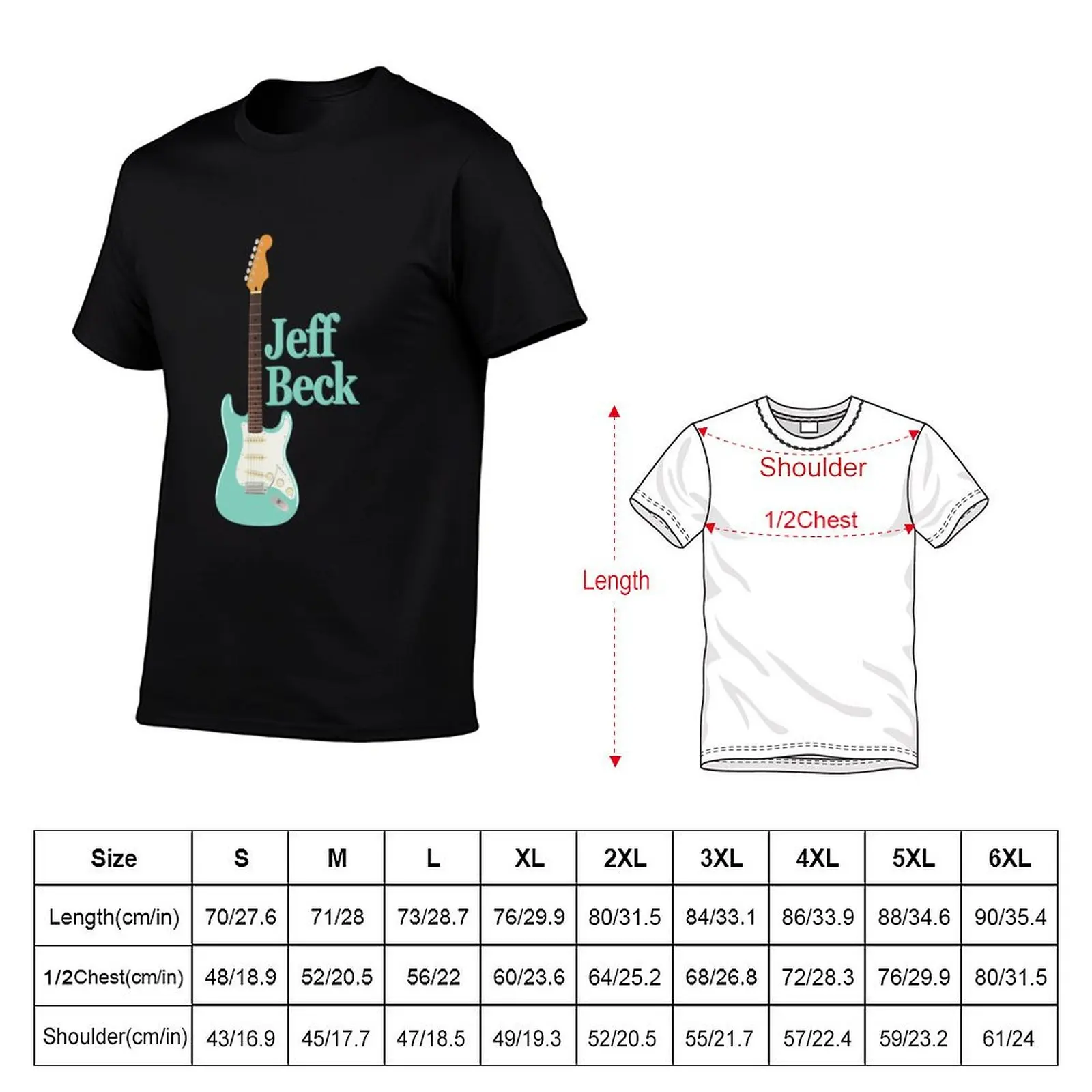 Jeff Beck Surf Green Strat T-Shirt Trendy Pattern T-Shirt for Men