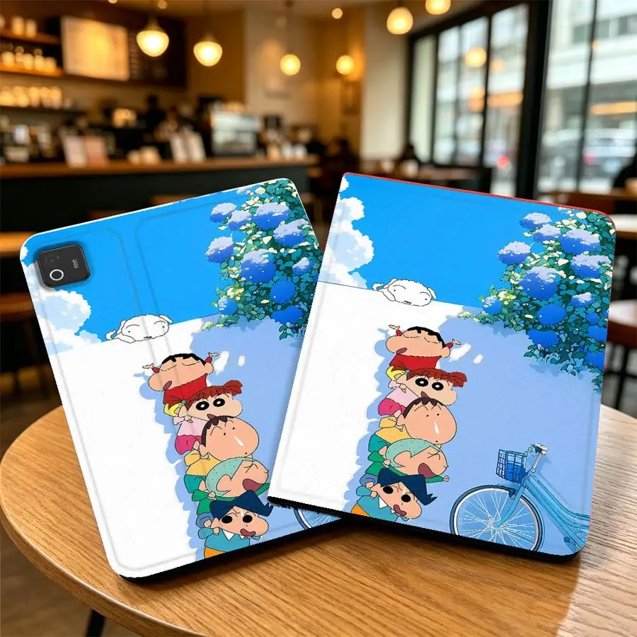 Case for Xiaomi Pad 5 6 7 8 Pro Pad 6s Pro 7 Ultra Redmi Pad SE K Pad 8.8 9.7 12.4 Inch With Pencil Holder Gift Crayon Shin Chan
