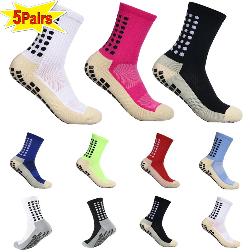 Round Silicone Anti Slip Football Socks Men Women Suction Cup Grip Soccer Baseball Rugby Socks Basketball Cycling Sports Socks