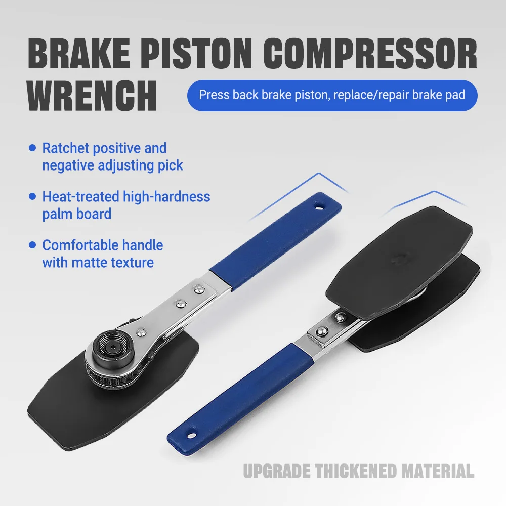 Ratchet Brake Caliper Spreader Tool for Single Twin Quad Pistons - Disc Brake Caliper Compression and Installation Tool