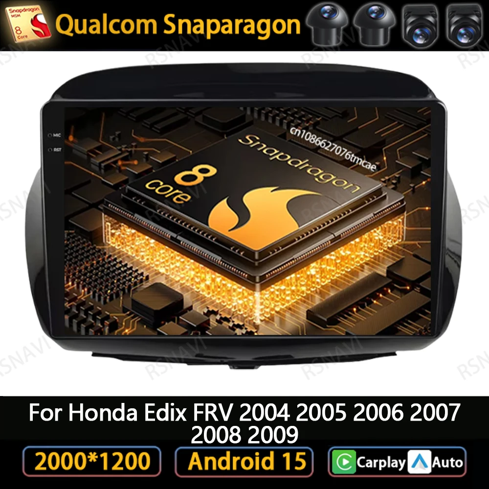 

Android 15 Car Radio For Honda Edix FRV 2004 2005 2006 2007 2008 2009 Stereo Qualcomm DVD NO 2DIN RDS Viedo Player 360 Camera BT
