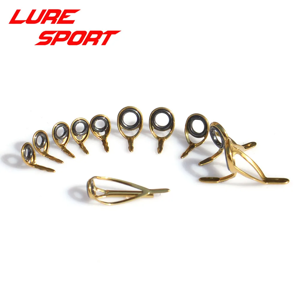 LureSport Gold Steel frame KT KW8 guide MN Top 10pcs 11pcs Guide set  Rod Building component Repair DIY Accessory