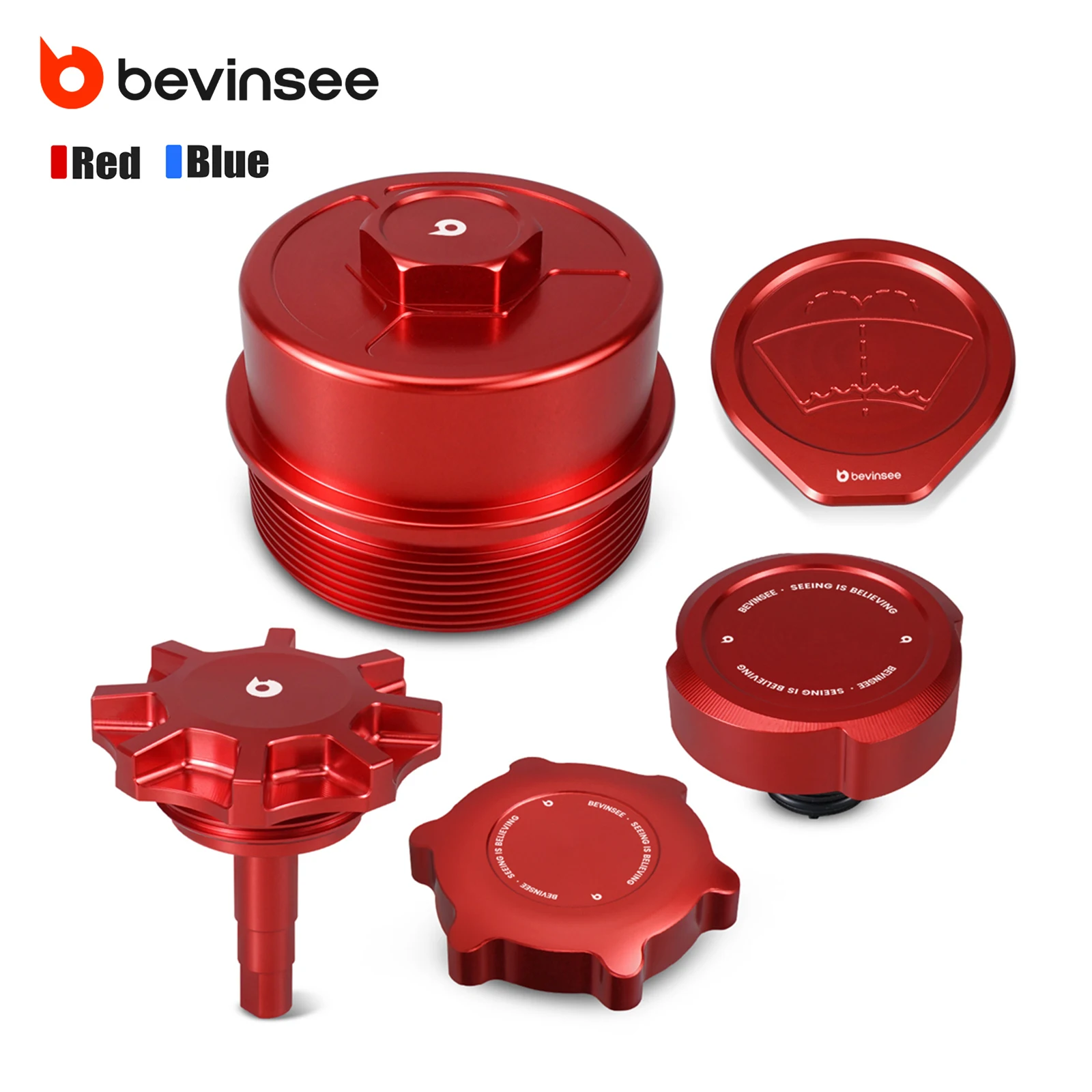 Aluminum Oil Filler&Oil Filter&Power Steering Reservoir&Washer Fluid Reservoir&Coolant Cap Set for BMW E46 325i 330i 1999-2005