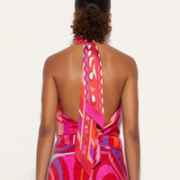 Sexy Backless Sleeveless Halter Tops&Shorts Sets Casual Lace Up Bohemian Vacation Outfits Summer New Women Commute Two Piece Set