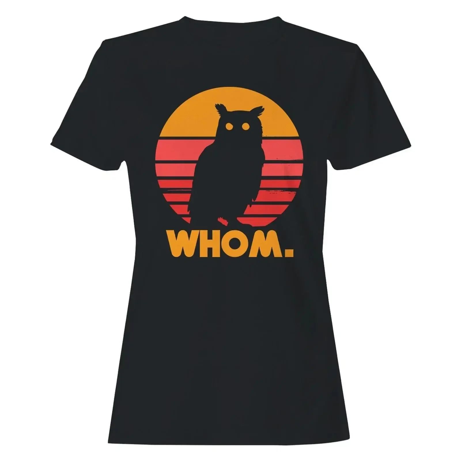 Camiseta de Mujer con Diseño Retro de Silueta de Búho, Estilo Vintage Lavado, Top Elegante para Uso Diario, Gráfico, Cómodo y Ligeramente Moderno