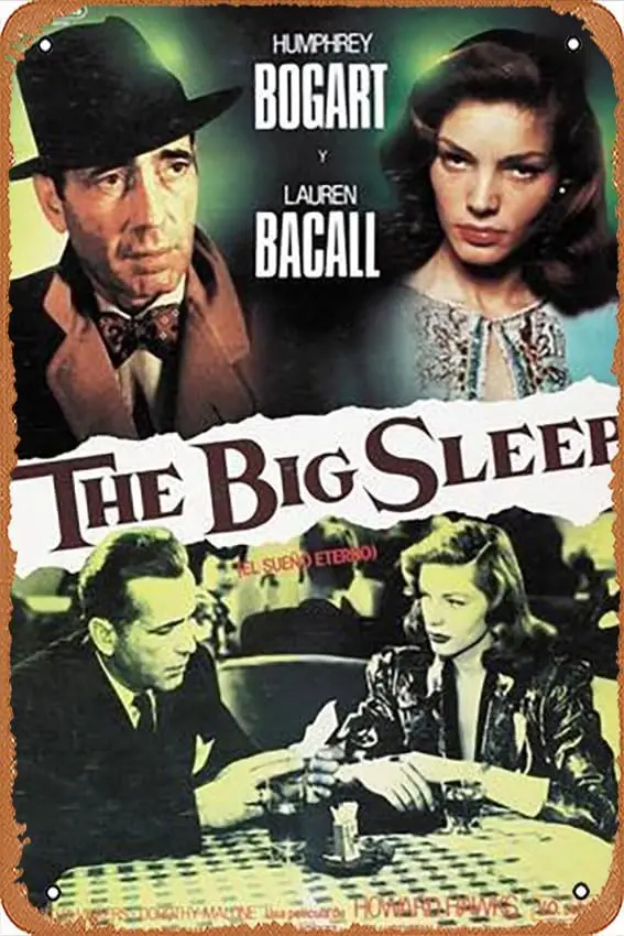 لافتة معدنية من القصدير - النوم الكبير، 1946، إخراج هوارد هوكس - ملصق لوحة معدنية للمقهى، البار، ديكور جدار المنزل - ألومنيوم