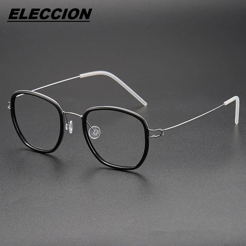 

ELECCION Vintage Ultralight Screwless Glasses Frame Women Retro Titanium Acetate Ring Eyeglasses Men Top Quality Optical Eyewear