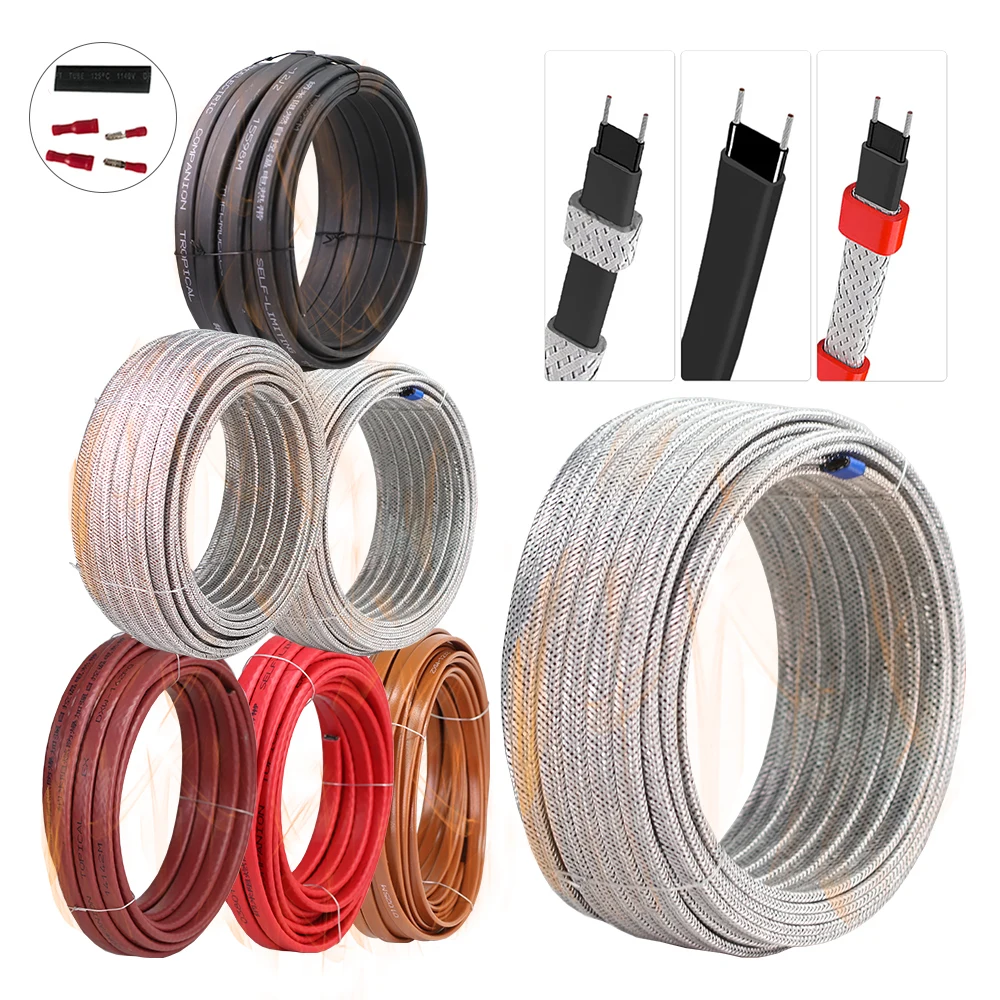 

5M 10M 220V 240V Heating Tape Self Regulating Water Pipe Protection Roof Deicing Heating Cable Waterproof Snow Sewer Outdoor