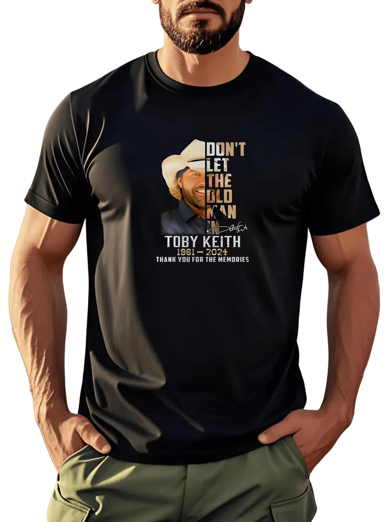 

2025 New Arrival Summer Men's T-Shirt Toby Keith Casual Printed T-Shirt Polyester Round Neck Comfortable Breathable Short Sleeve