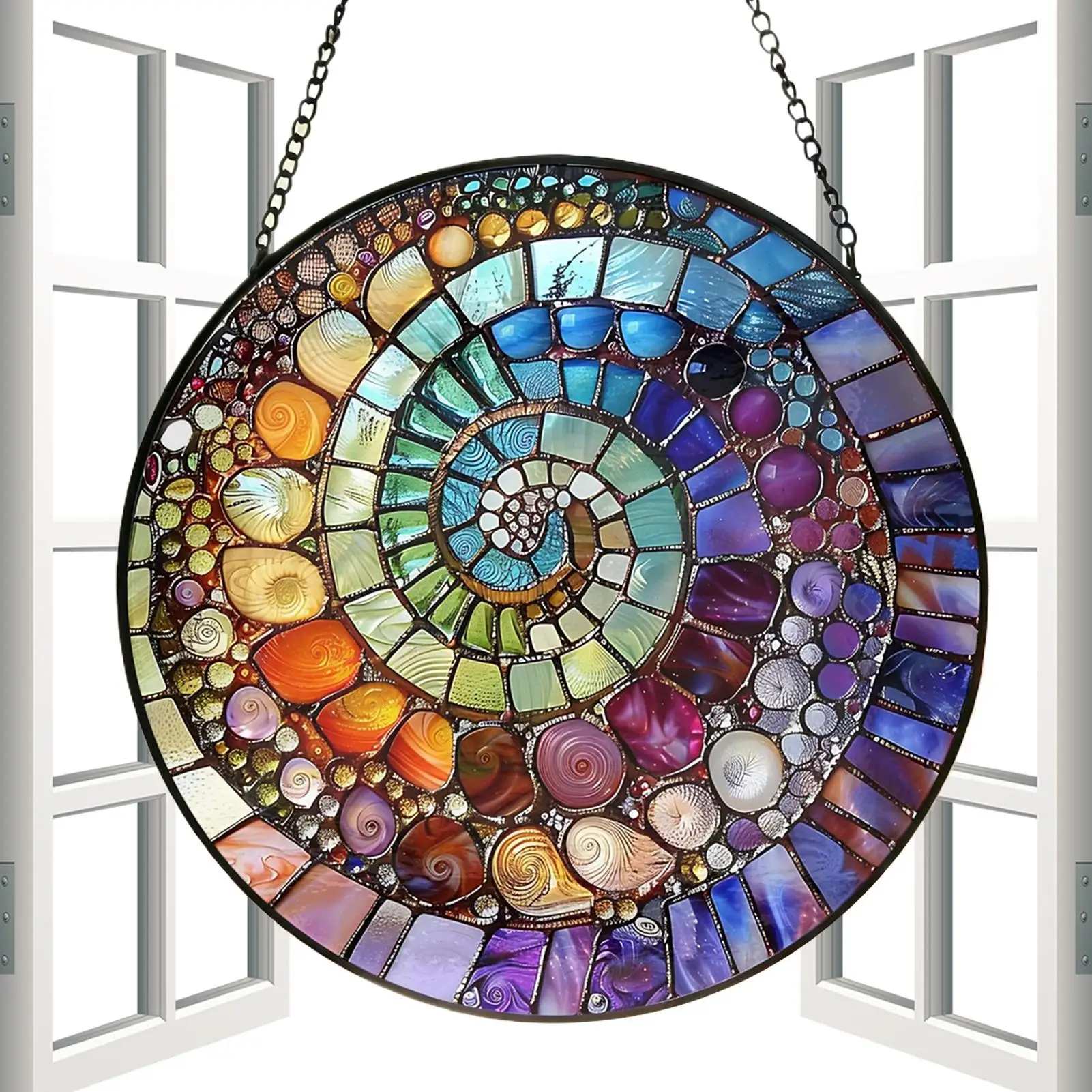 Window Suncatcher 2D Acrylic Seashell Spiral Ornament Decor Garden Suncatcher for Home Apartment Living Room Bedroom Kitchen