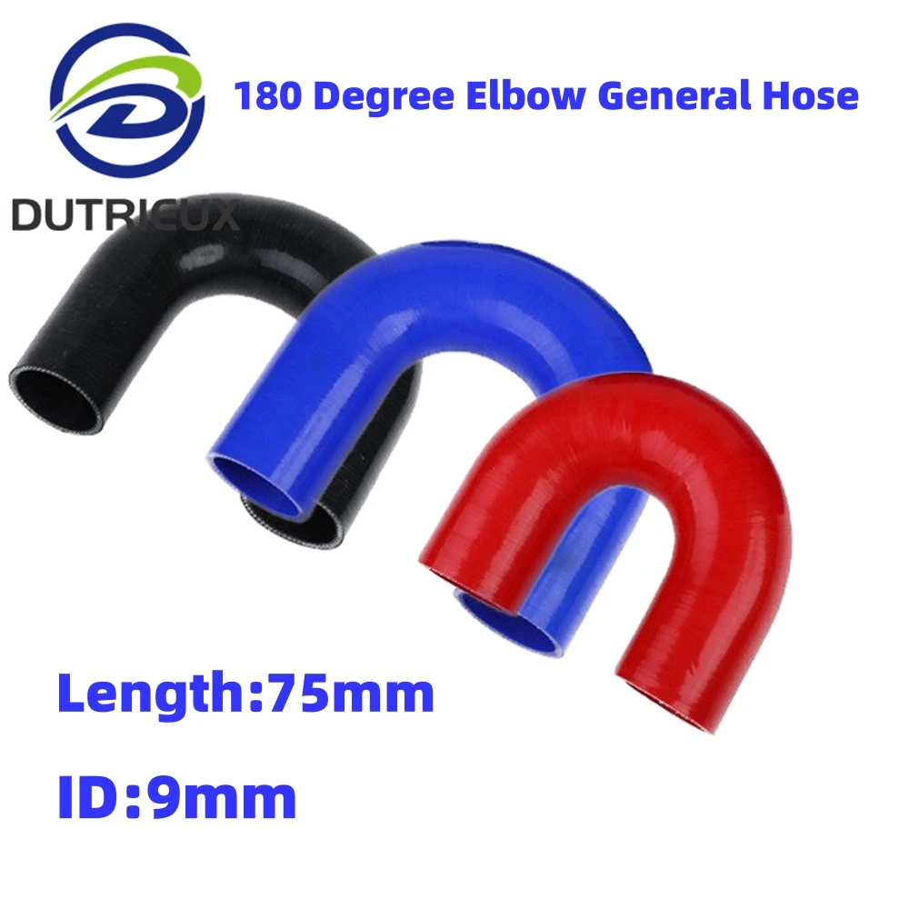 

180 Degree Elbow ID 9mm length 55mm General Silicone Coolant Intercooler Pipe Tube Hose 3 Ply 11 Colors