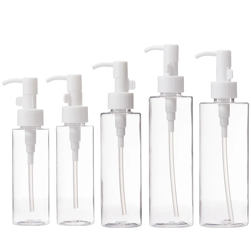 

20Pcs Plastic Empty Bottle Clear PET 100ml 120ml 150ml 200ml 250ml 3oz7oz White Lotion Pump Cosmetic Shampoo Refillable Bottles