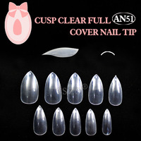1bags/lot Best Selling Products 600pcs Stiletto Full Cover Clear Natural Oval Cusp Acrylic Fake False Artificial Nail Art Tips