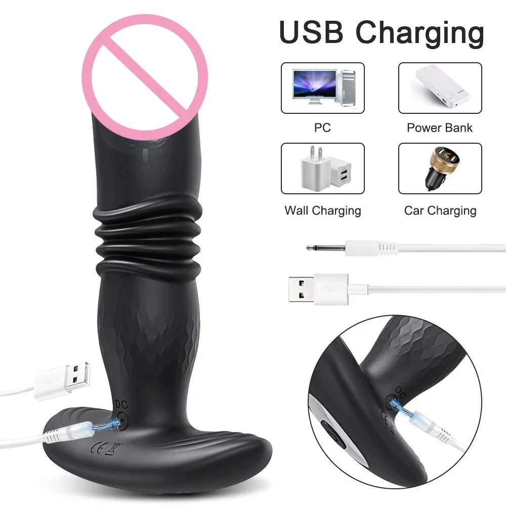 USB Uomini Buttplug Telescopico Vibrazione Butt Plug Vibratore Anale Giocattoli Del Sesso A Distanza Senza Fili per Le Donne Culo Anale Massaggiatore Della Prostata