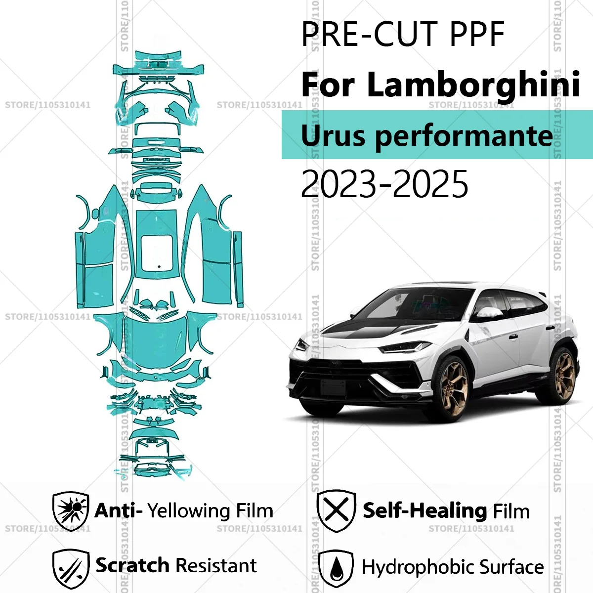 For Lamborghini Urus performante 2023-2025 Pre-Cut Paint Protection Film PPF Transparent Car Film Professional Automotive PPF
