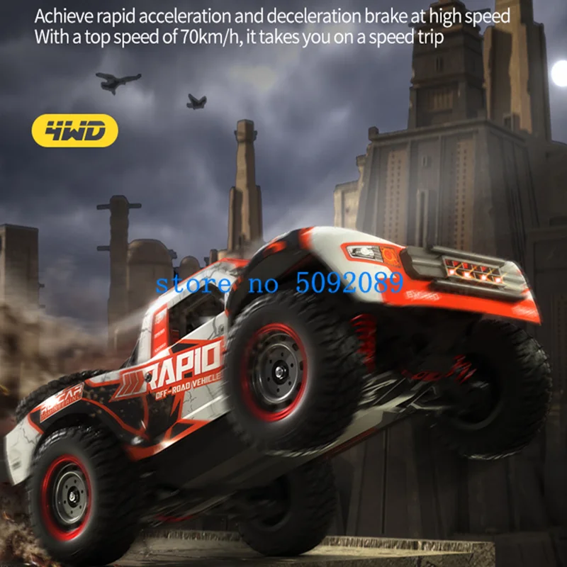 1:14 Full Scale 70KM/H High-Speed Brushless RC Dirft Racing Car 4WD Shock Absorber Lighting Rally Off-Road Radio Control Trucks