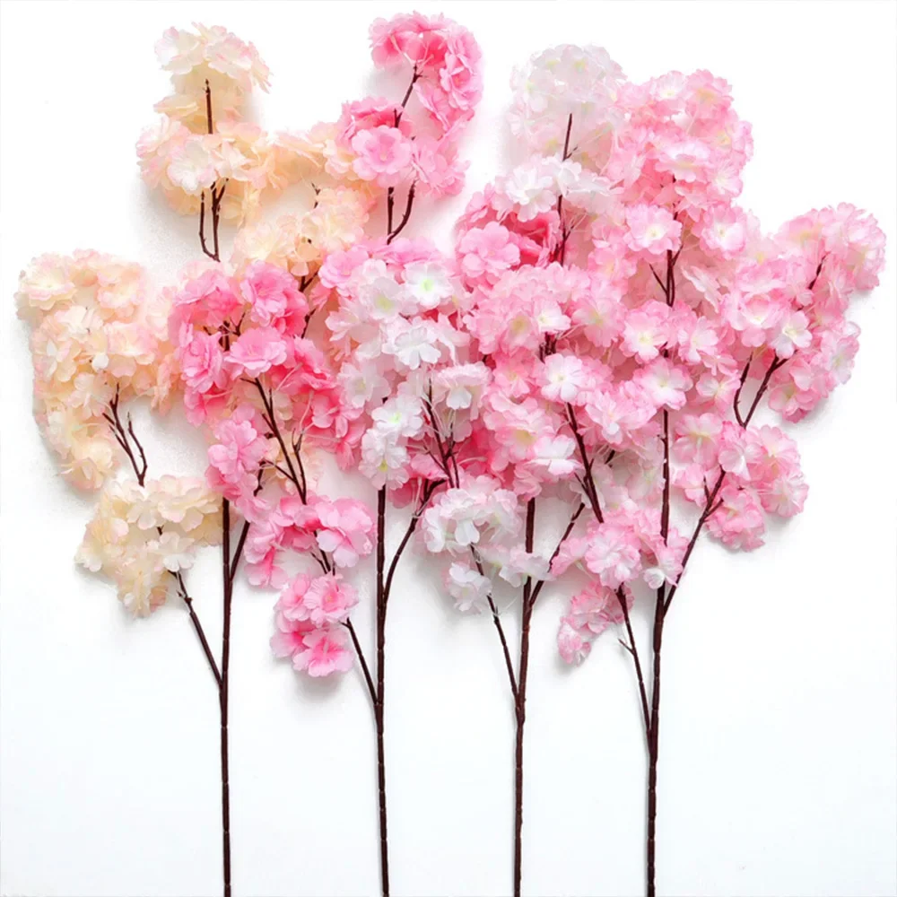 1Pc Artificial Cherry Blossom Branch Fake Flowers Plant for Home Garden Landscaping Decor Wedding Party Christmas Decorations