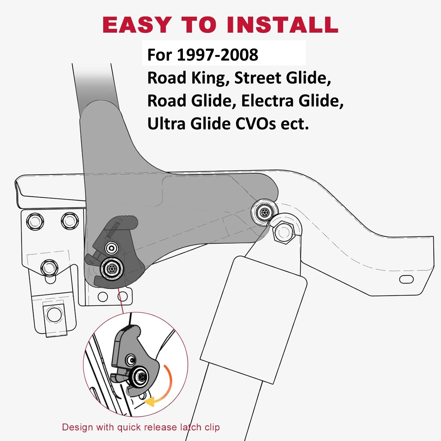 Touring 1997-2008 Detachable Chrome Sissy Bar Passenger Backrest for Harley Davidson Road King Electra Glide Street Glide FLHR