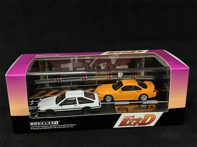 Modeler\'s 1:64 Vol.19 Initial D set AE86 White + S14 Yellow Diecast Model Car