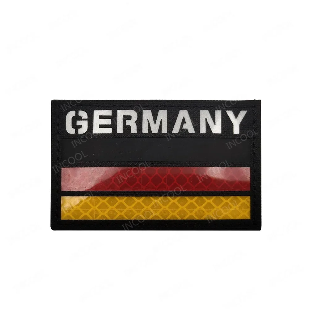 Deutschland-Flagge, bestickt, DEU, reflektierender Infrarot-IR-Patch, Deutschland, deutsches Armband, PVC-Gummi-Abzeichen, Applikationen für Mütze, Rucksack