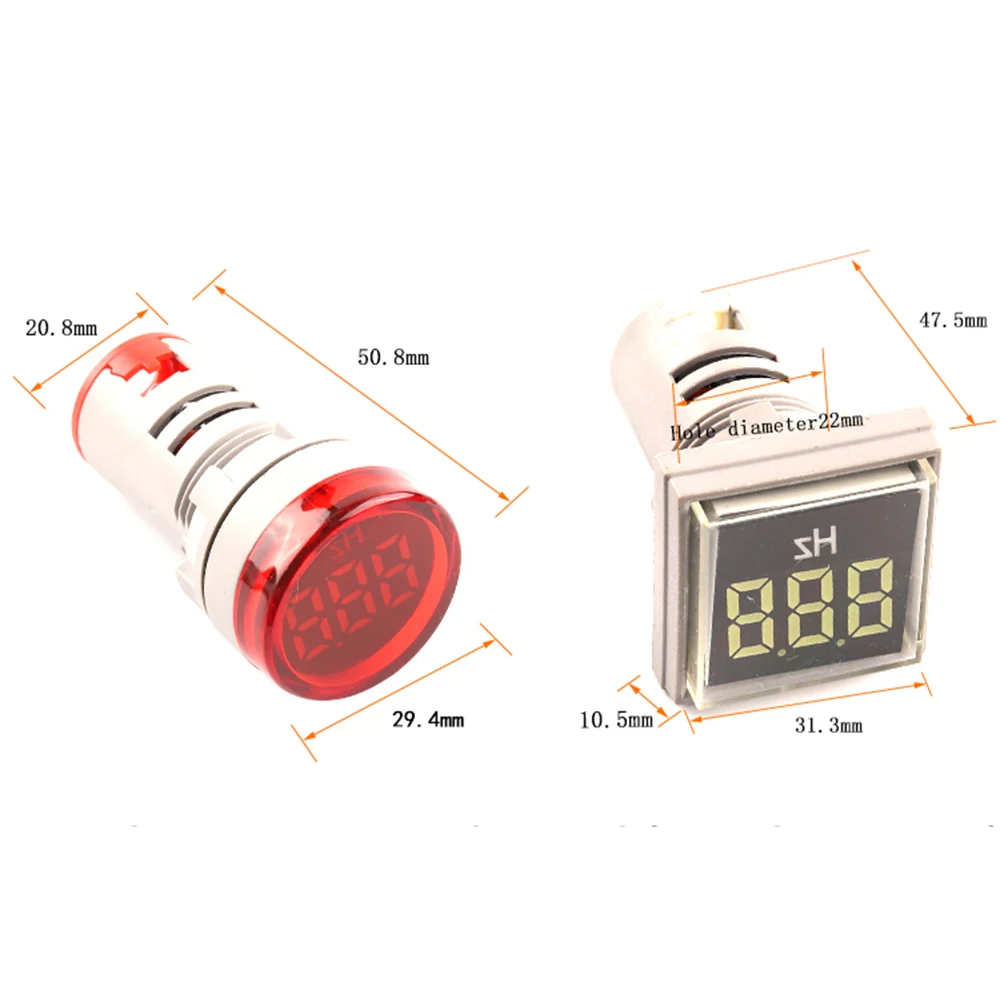 22mm AD50-500V Square Round Measuring Range Digital Display Electricity Hertz meter Frequency Meter Indicator 0-99 Hz Indicator