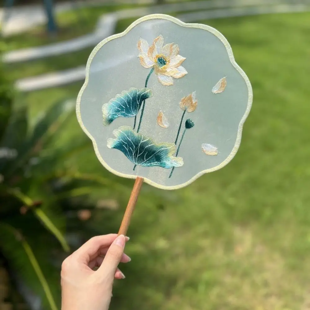 Vintage Hand Fan Chinese Silk Crane Flower Embroidered Round Fan Wedding Dance Tassels Abanico Ventilador Abanicos Para Boda