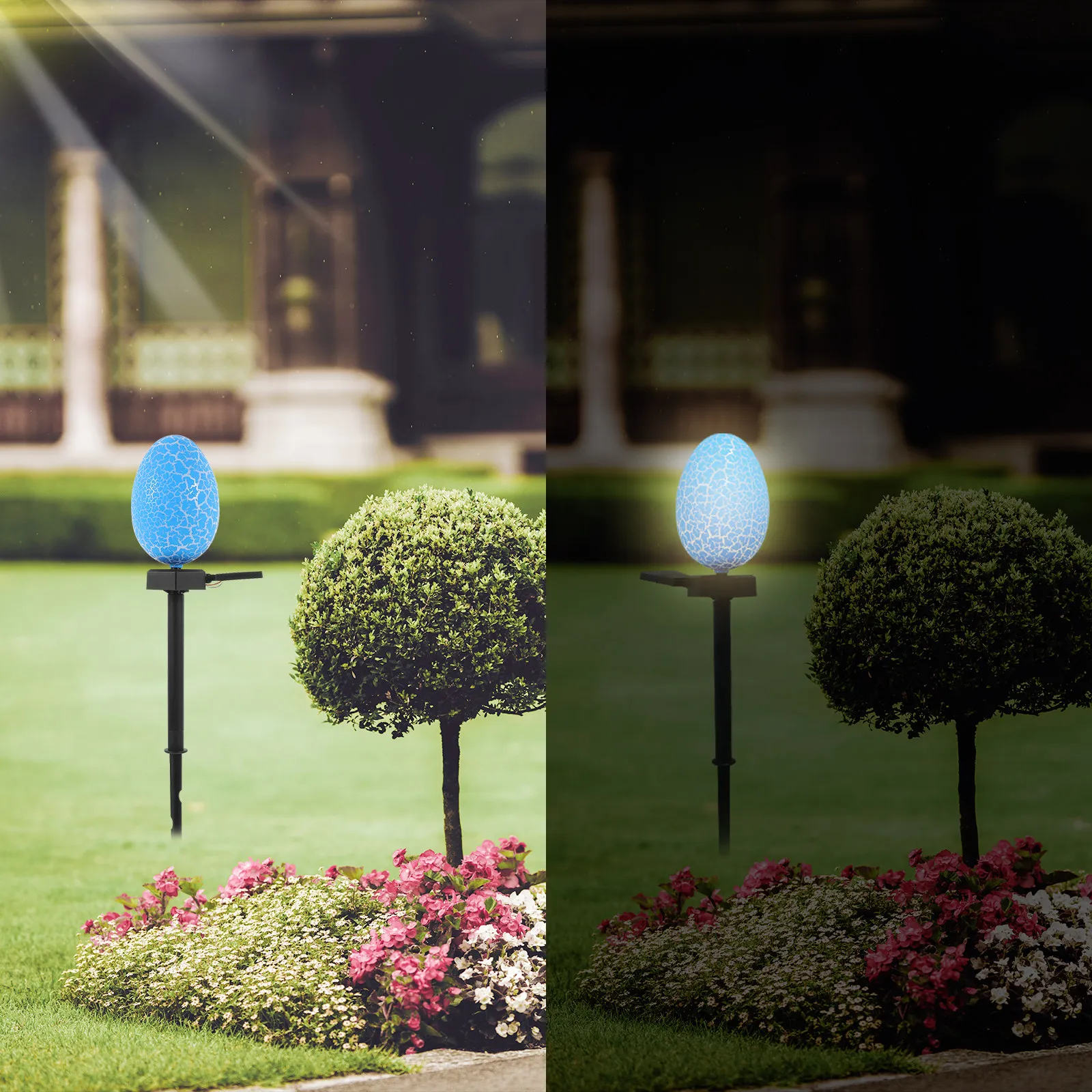 Easter Solar Yard Light Egg Shape High Brightness LED Automatic Outdoor Garden Crackle Lamp Solar Powered Outdoor Light