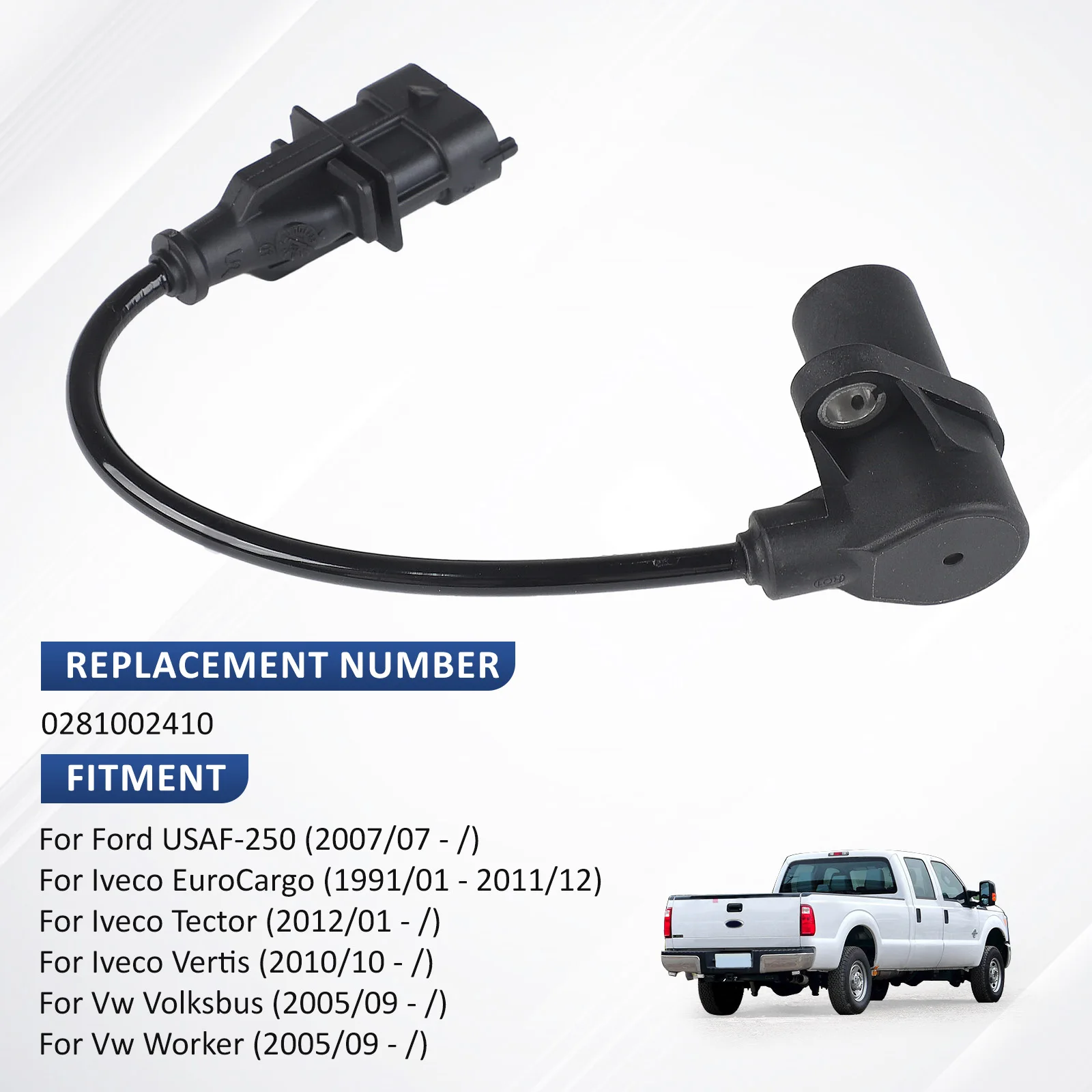 

CNSPEED 1Piece Crankshaft Position Sensor 0281002410 4890189 For Ford VW Replaces BG5X6C315BA Black ABS Copper Wire High Quality