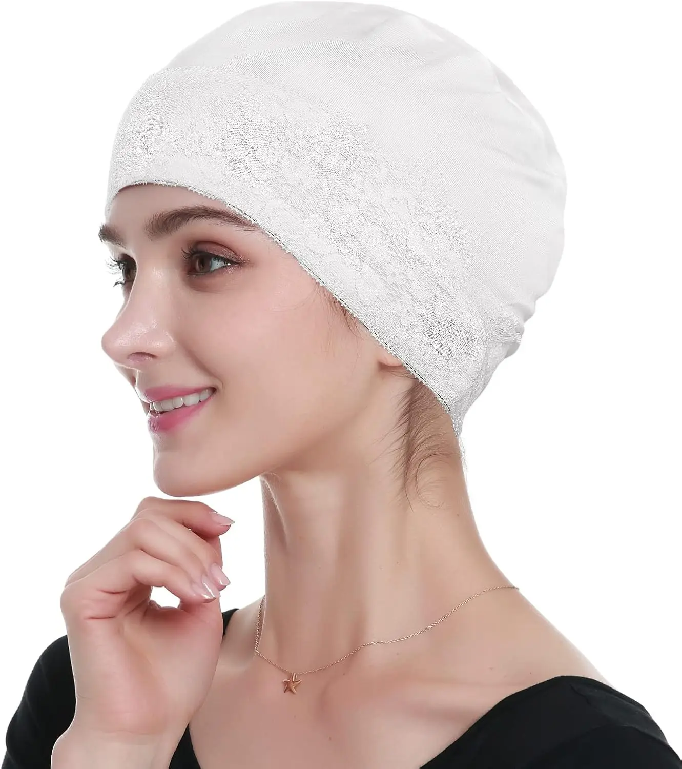 

Lace Beanie Sleep Caps for Women, Soft Head Coverings for Hair Loss Comfort