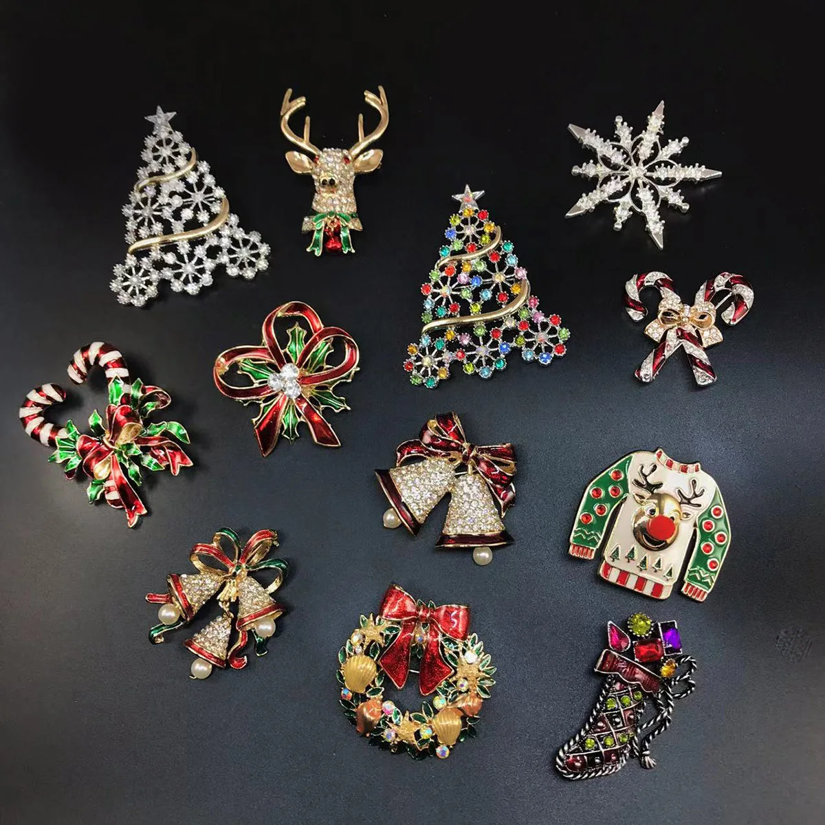Creative Fun Christmas Series Brooch Lucky Holiday Blessing Gifts Jewelry Accessories Angel Snowman Christmas Tree