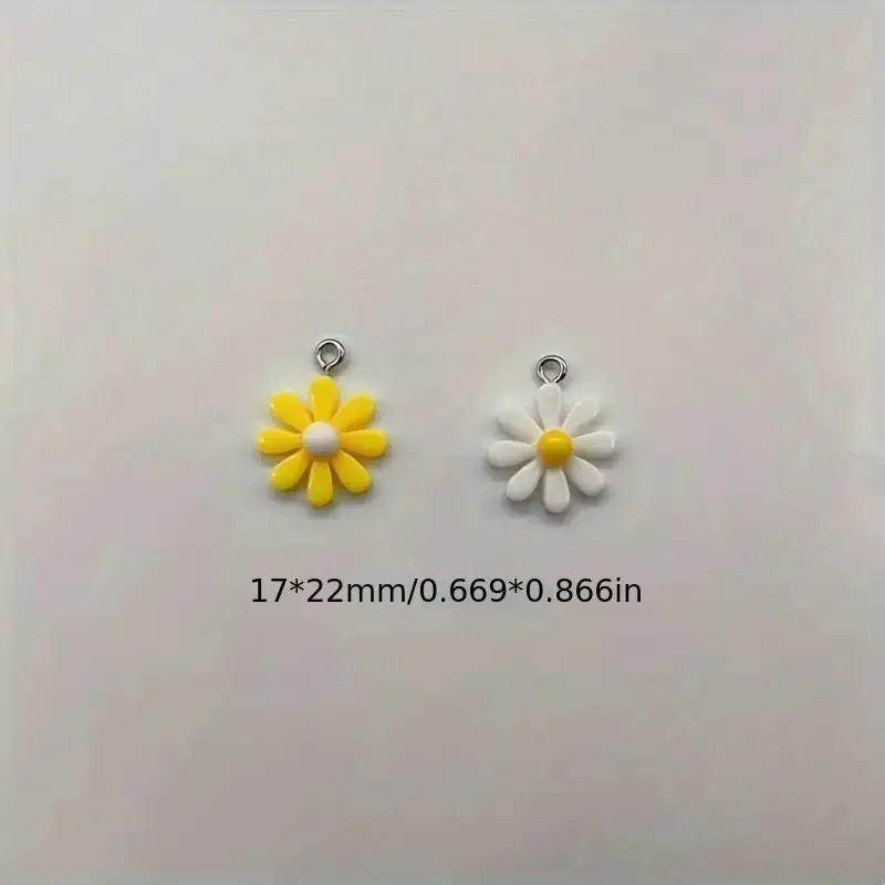 50pcs Handmade Sunflower and Daisy Charms for DIY Jewelry Making - 17x22mm Pendant Findings for Earrings and Necklaces