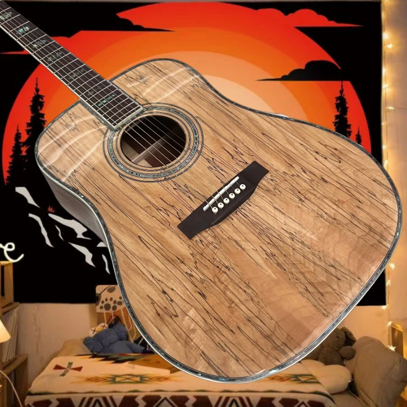 2026 New Luxury D Solid Top Folk Guitar Ebony Neck Shell Material Shell Material Handcrafted Free Delivery Charges Complimentary