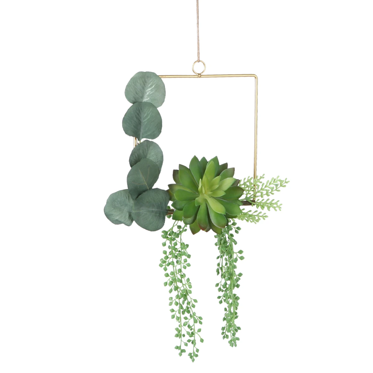 

Artificial Succulent Plants Garland Green Plastic Leaf Wreath Wall Hanging Decor Wedding Event Fake Plant Ring