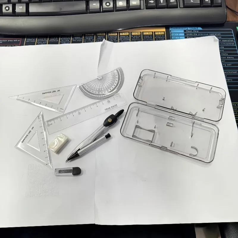 7-piece drawing tool set, including compass, protractor, ruler, triangle, math tool, a must-have for back-to-school season