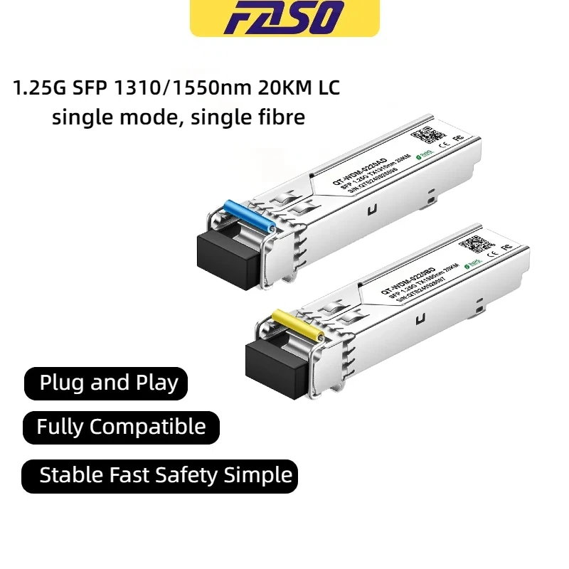 

1.25G LC SFP Copper Module Single Fiber Optical Module 20KM Tx1310/1550nm Single Mode with Cisco/Mikrotik Ethernet Switch