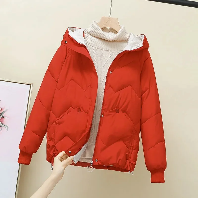 winter jacket women 2024 new Casual Parka Hooded Thick Down Cotton Padded Parka Female Jacket Short Coat Slim Warm Outwear