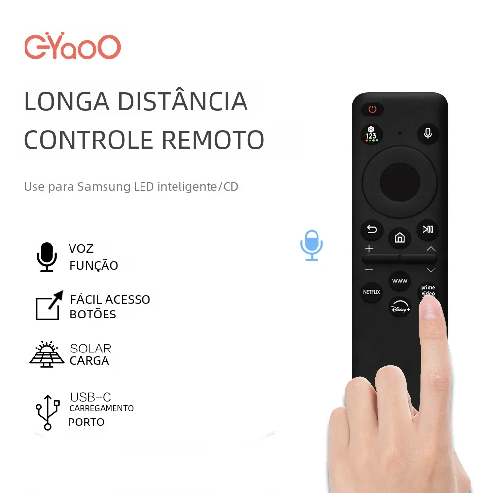 Substituição do controle remoto solar para Samsung Smart TV, compatível com Neo QLED, 8K, série 4K, BN59-01432J