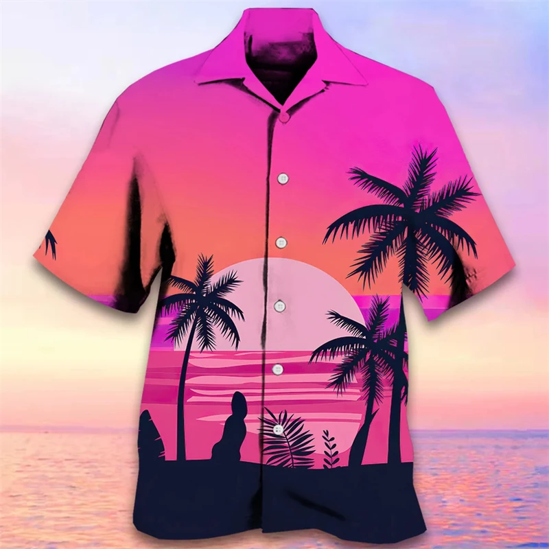 

Hawaiian Shirts For Men 3d Coconut Tree Tribal Print Men Clothing Loose Oversized Sportswear Street Designer Short Sleeved Shirt