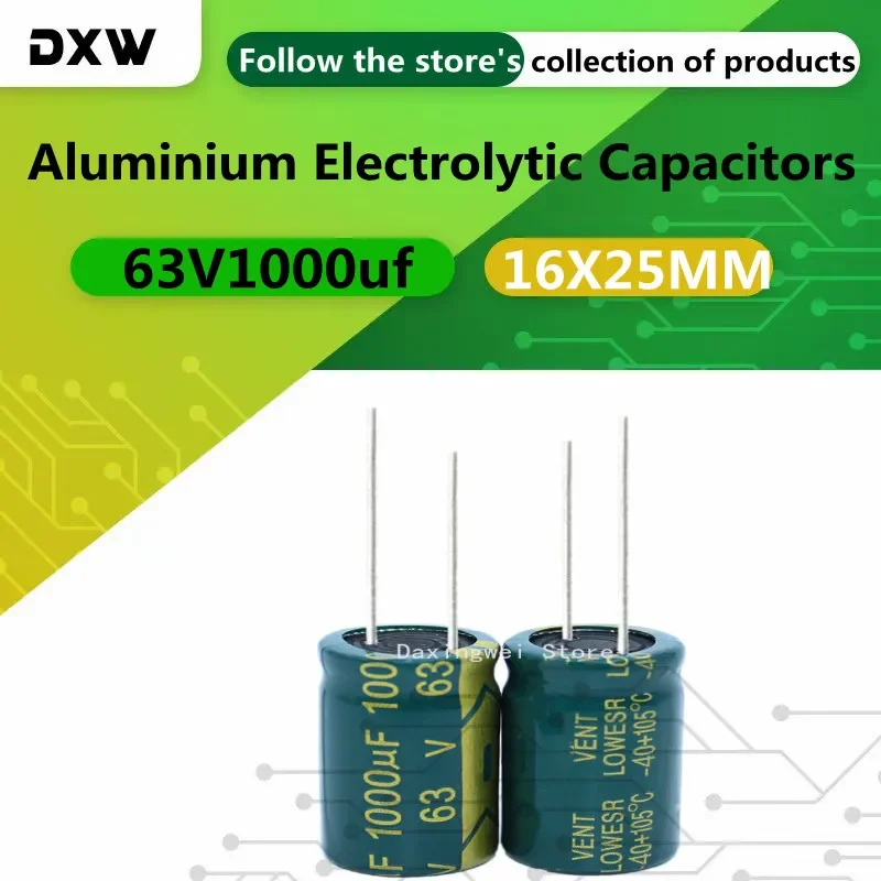 

10 PCS/Lot 63V 1000uf Aluminium Electrolytic Capacitors 63V 1000uf 16X25MM High Frequency Electrolytic Capacitor