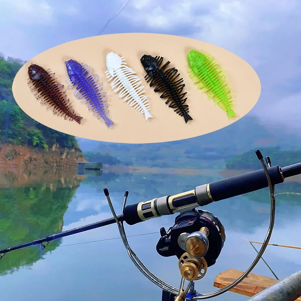 10 قطعة عظم السمك Pesca مرونة عالية الحيوية سيليكون لينة شاد الصيد إغراء Wobblers تهزهز دودة سويم ل الكارب باس بايك