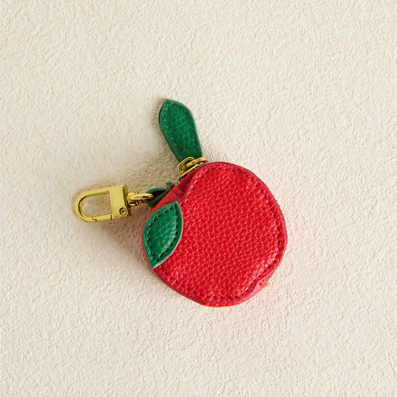 Red apple Fruit Charm cute key chain mini pouch Coin Purse Charm with Keychain Sweet Style