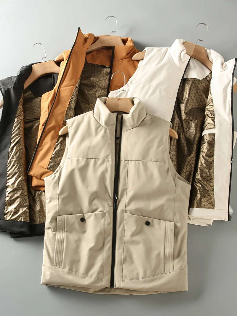 

Новая осенне-зимняя легкая теплая модная мужская пуховая жилетка с воротником-стойкой, повседневная, универсальная, трендовая