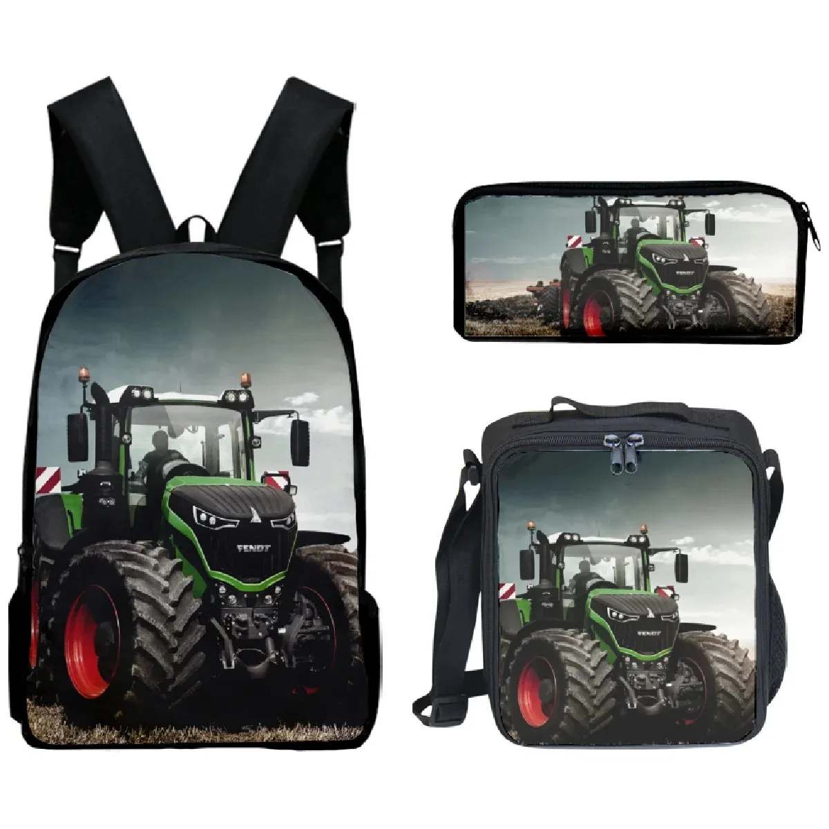 

Student School Backpacks With 3D Tractor Pattern, Laptop Backpack, Backpack, Lunch Bag, Pencil Case, Popular Harajuku, New,