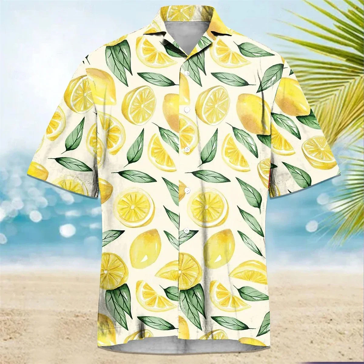 

2024 Men's Fruit Print Pattern Polo Neck Shirt Hawaii Leisure Vacation Men's Short Sleeve Button Comfortable Soft Shirt XS-5XL