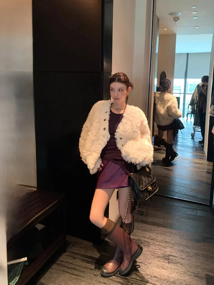 

DULA Good Home Юбка из искусственной кожи Брюки Женская осенне-зимняя универсальная противолегкая юбка трапециевидной формы с низкой талией Неустойчивая для поездок на работу