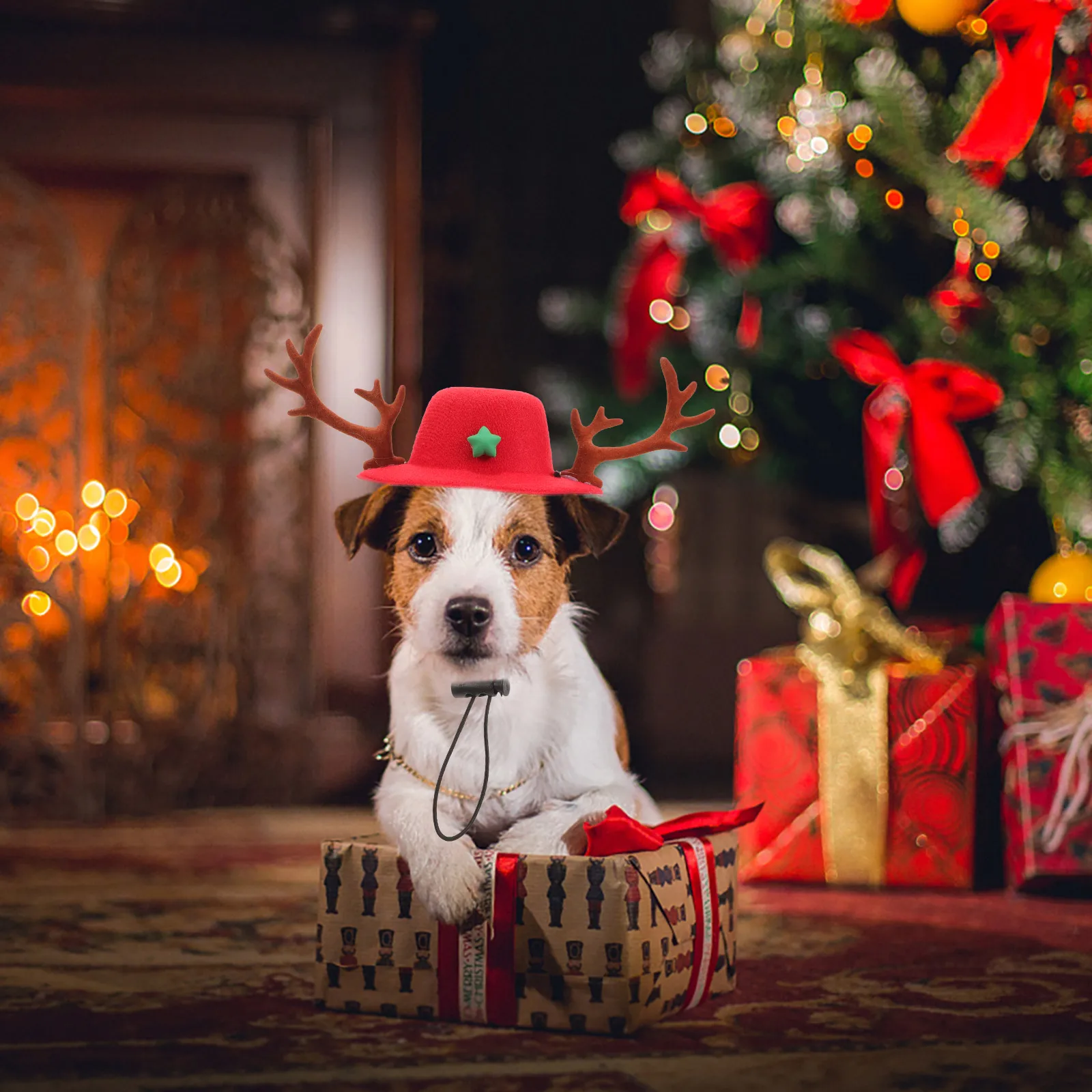 

1 Pc Christmas Reindeer Antler Pet Hat Adjustable Lightweight Comfortable Party Carnival Xmas Cat Dog Costume Cap Cartoon Pet