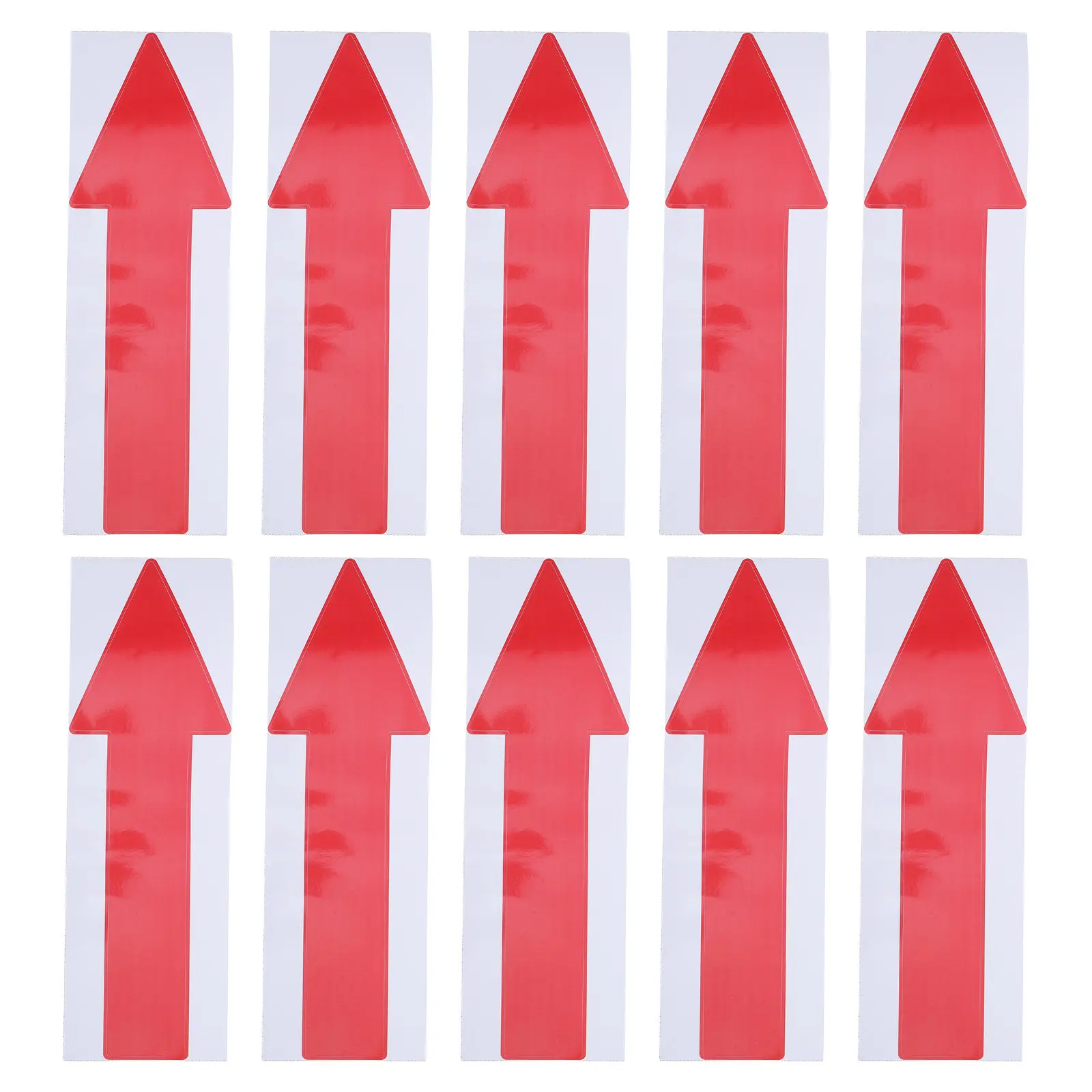10Pcs Waterproof Direction Arrow Stickers Red 30Cm Peel and Stick Floor Wall Markers for Indoor Route Guiding Direction Sign