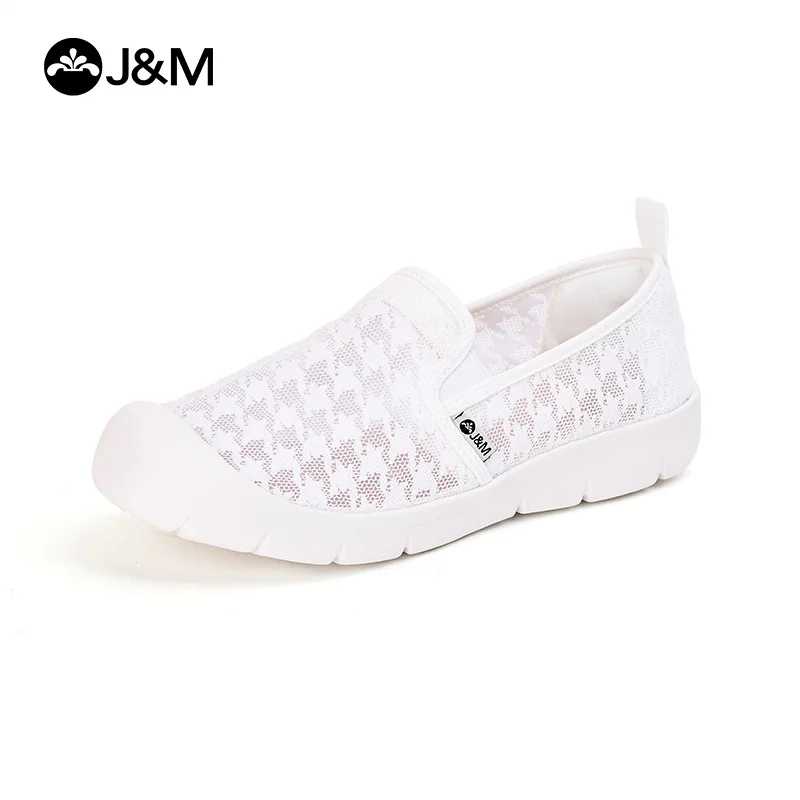 

J&M Women Sneakers Black 2024 Spring Summer Fashion White Loafers Walking Slip-On Sports Shoes Casual Mesh Breathable Shoes