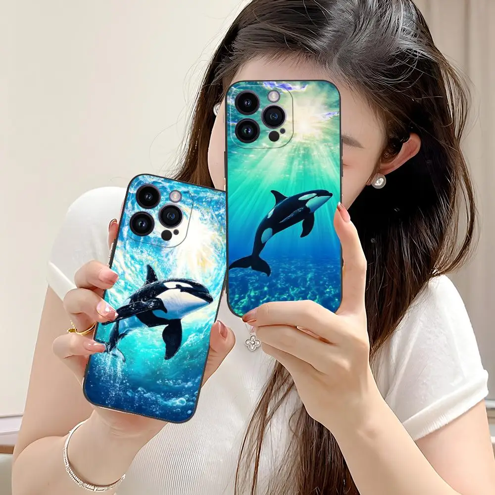 

Чехол для мобильного телефона Orcas Whale для iPhone 17, 16, 15, 14, 13, 12, 11 X XR XS 8 7 Air Pro Max Plus, мини-красочный чехол для мобильных телефонов
