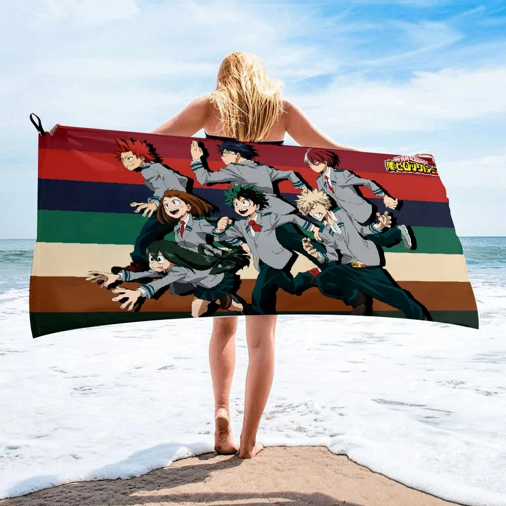 My Hero Academia Anime Academy Bath Towel beach towel female silk printed long skirt wrapped bikini covered sunscreen blanket